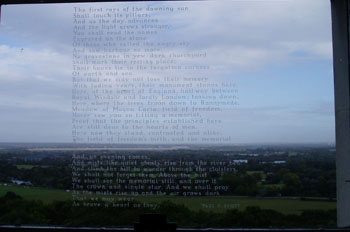 Poem by Paul H Scott engraved on window in gallery